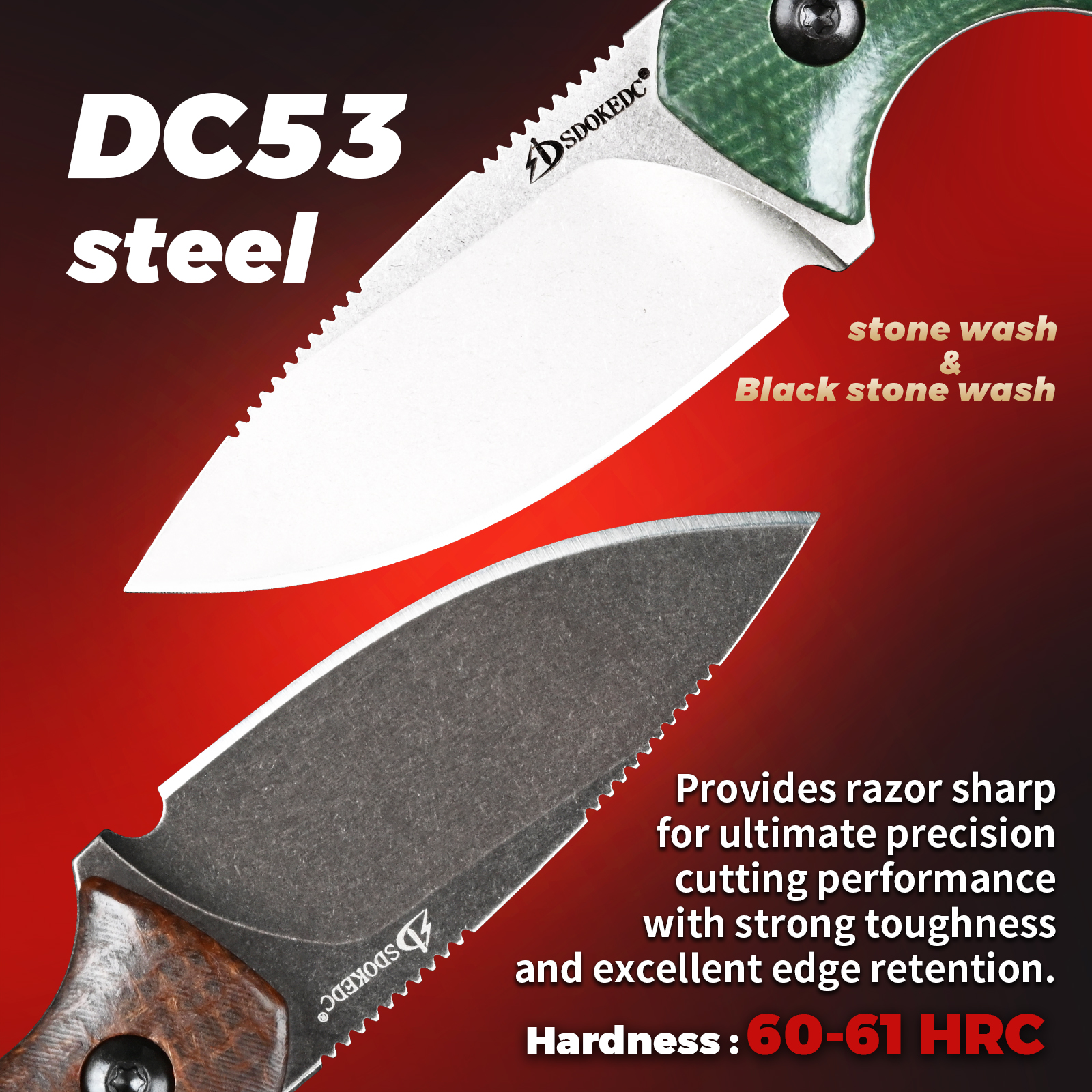 Premium SDOKEDC DC53 Steel EDC - Bushcraft Knife Fixed recensie en prijs