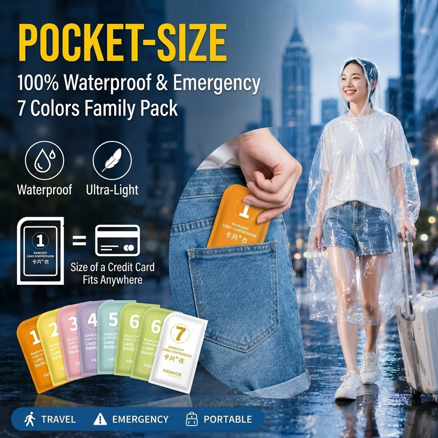 Unisex Portable Card Disposabl - Emergency Poncho Rain recensie en prijs